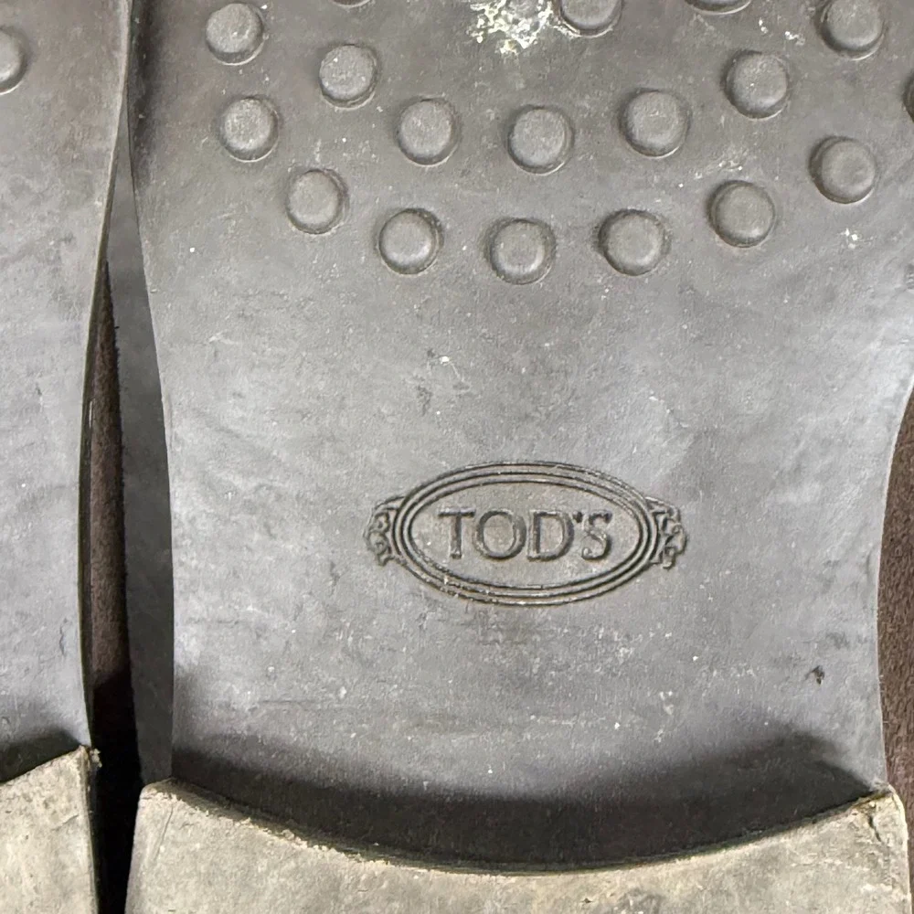 Tods Dark Brown Suede Penny Loafers Made in Italy Mens 5.5‎